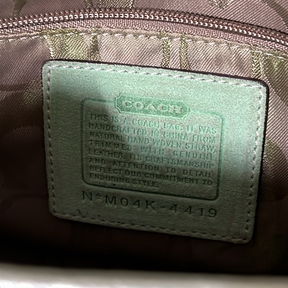 Coach Ltd Ed Natural Straw Seafoam Suede/Leather Buckle Closure Tote Bag In GUC - Picture 16 of 16